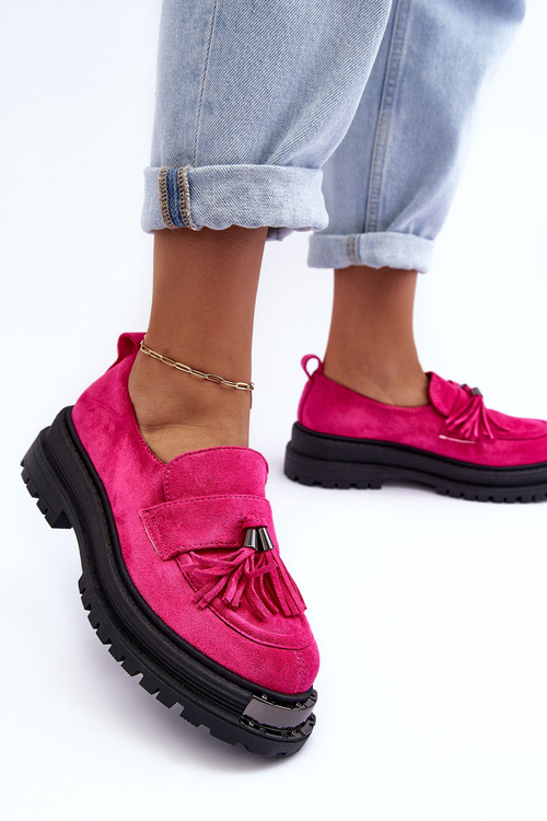 Жіночі замшеві лофери мокасини фуксія Ramvli