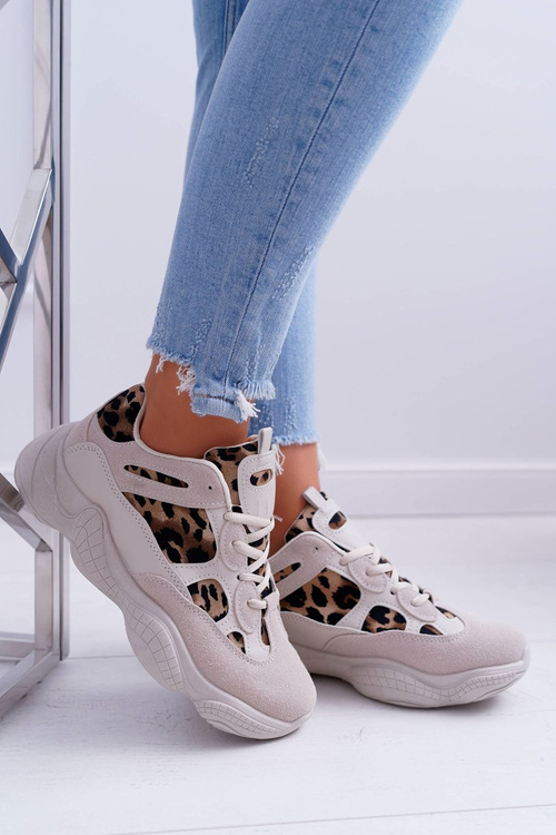 Спортивні жіночі леопардові туфлі бежеві тайські