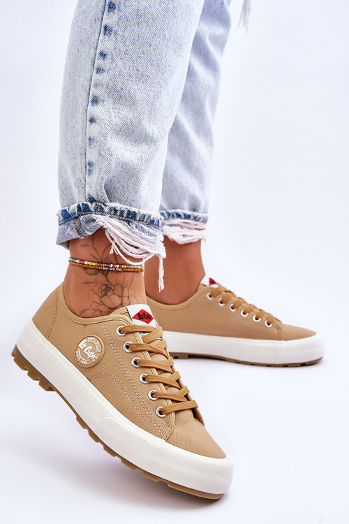 Жіночі кросівки на низькій платформі Lee Cooper LCW-23-44-1655L бежевий