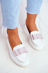 Мокасини жіночі шкіряні біло-рожеві Lovren