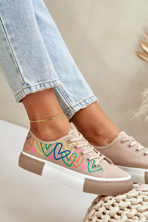 Жіночі Кросівки Серця Темно-бежеві Fonirea