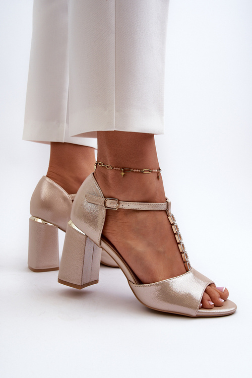 Босоніжки на високих підборах із золотим кубічним цирконієм Aniya