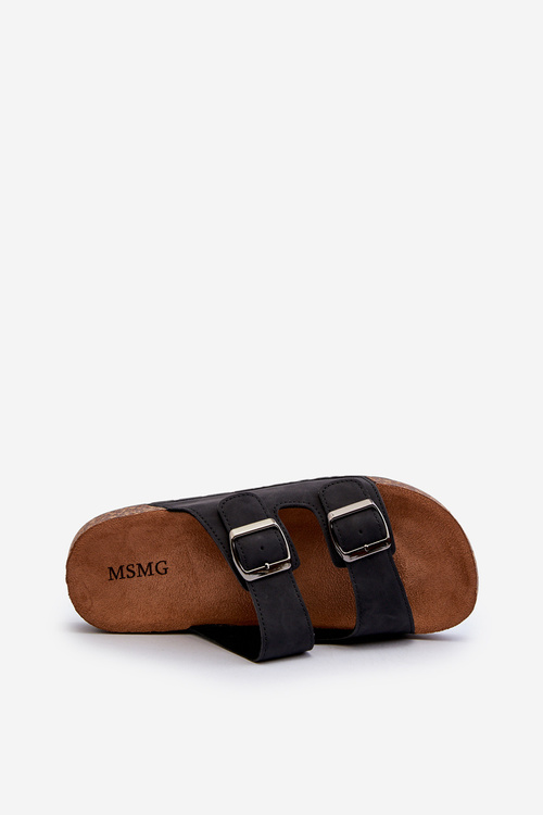 Чоловічі шльопанці на корковій підошві чорні Rosawia