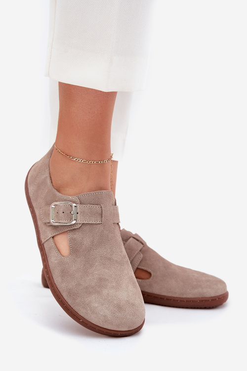 Замшеві Полуботи Barefoot Жіночі З Пряжкою Zazoo N1261 Бежеві