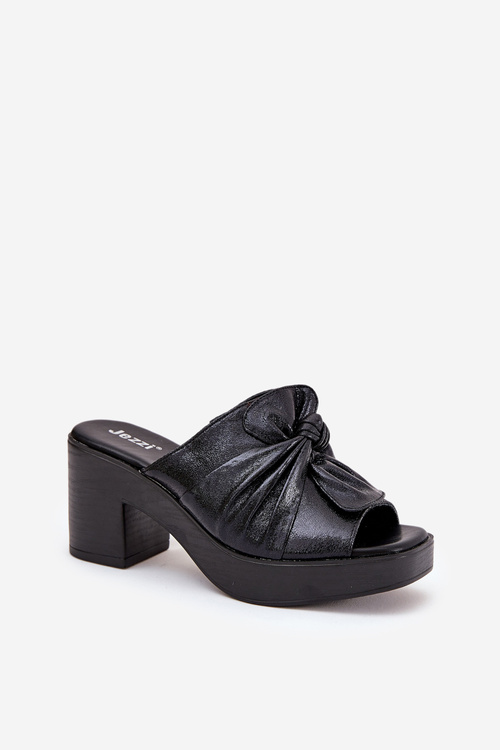 Жіночі Сандалі На Каблуку З Еко Шкіри Чорні Kikilla