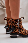 Утеплені жіночі ботильйони на блискавці Leopard Brown Calvaro