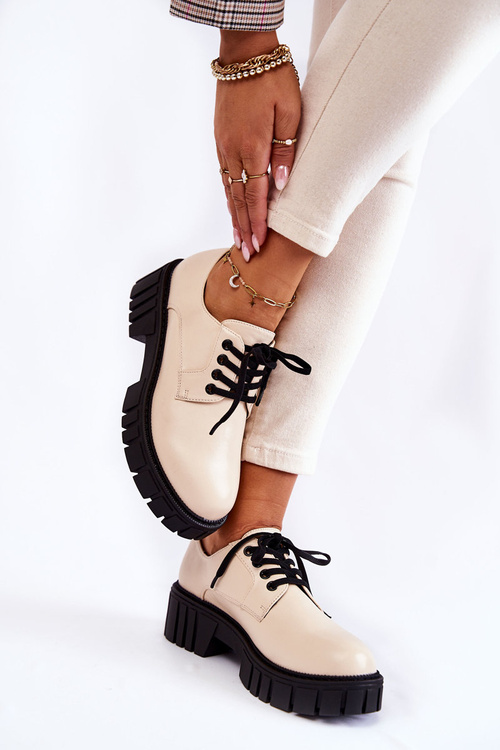 Модні шкіряні туфлі La.Fi 210013BE-PU Бежеві