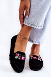 Жіночі замшеві лофери з декором чорні Janetta 