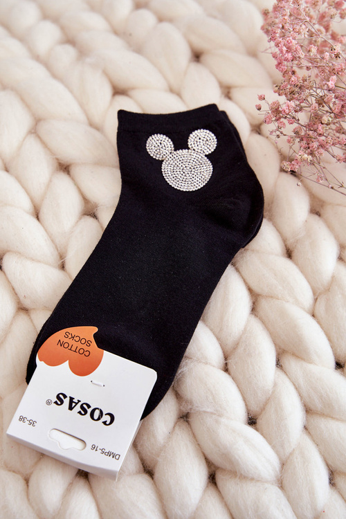 Жіночі бавовняні шкарпетки з цирконієм Cosas Black