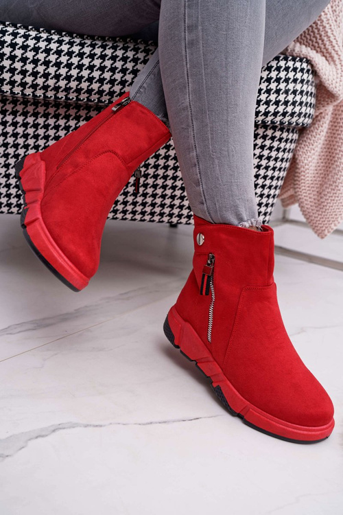 Жіночі спортивні черевики флісові утеплені червоні SJ1938 Nefera
