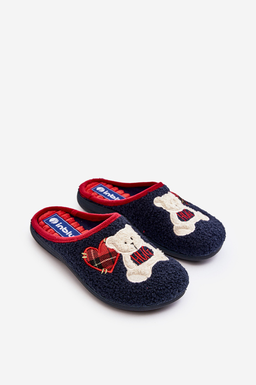 Жіночі домашні тапочки Мюлі з синім ведмедиком Inblu EC000095 Темно-синій
