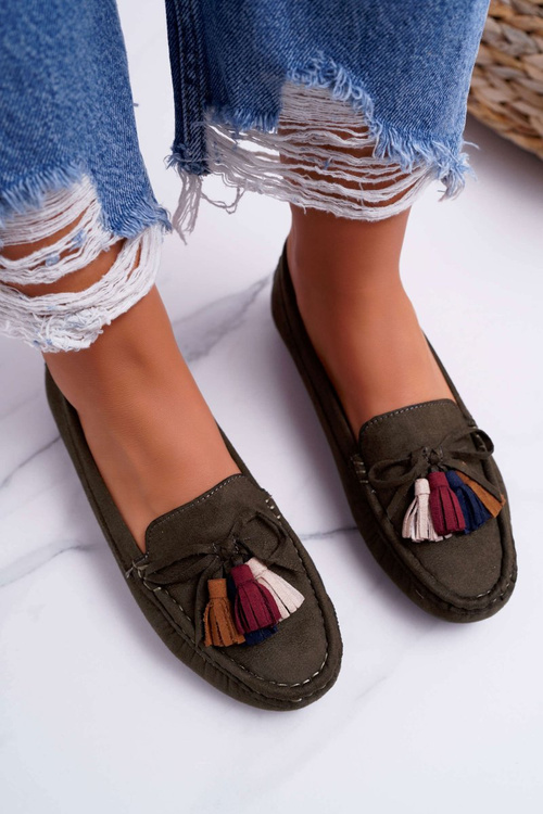 Жіночі замшеві мокасини кольору хакі S.Barski A199 Mohabe