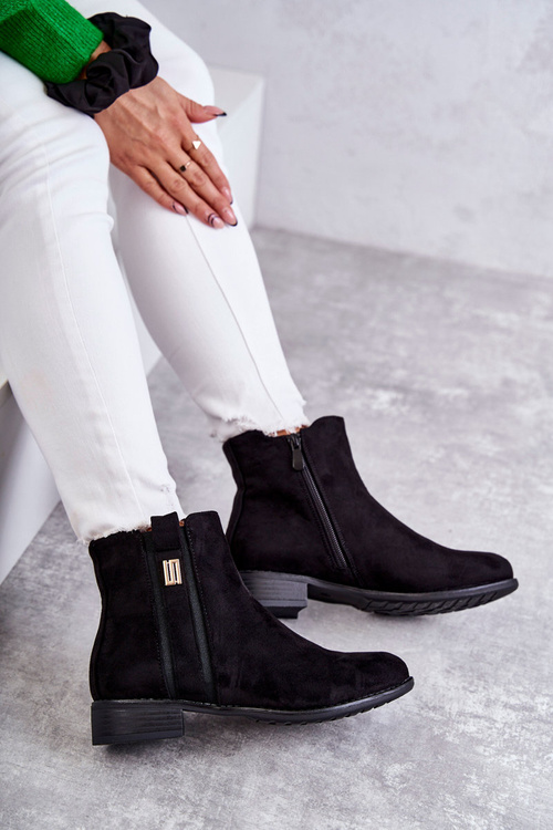 Жіночі замшеві чоботи з орнаментом Чорні Giana