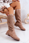 Ажурні замшеві високі чоботи бежеві Darnell