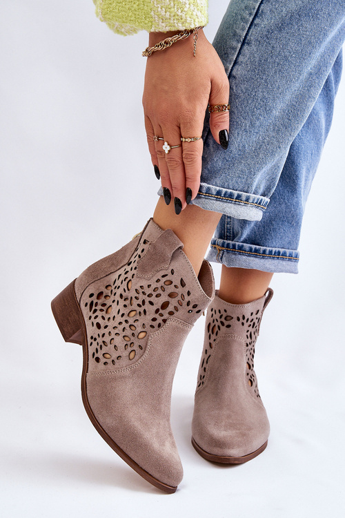 Чоботи жіночі ажурні Lewski Shoes 2909 Світло-коричневі