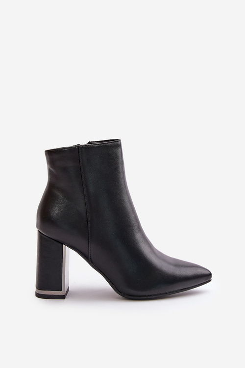 Жіночі ботильйони на шпильці з утепленою екошкірою на блискавці чорного кольору Mevair