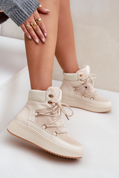 Низькі Снігова Черевики На Платформі Світло-бежеві Naliora