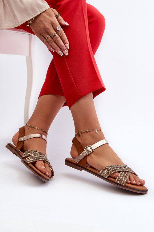 Жіночі сандалі на плоскій підошві S.Barski MY923 Коричневий