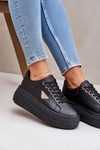 Стильні кросівки на масивній платформі чорні Vallexia
