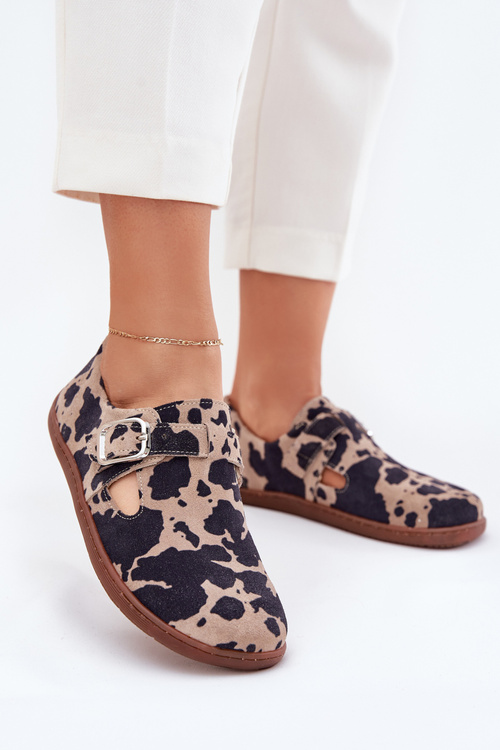 Замшеві Полуботинки Barefoot Жіночі З Пряжкою Patches Zazoo N1261 Коричнево-Бежеві