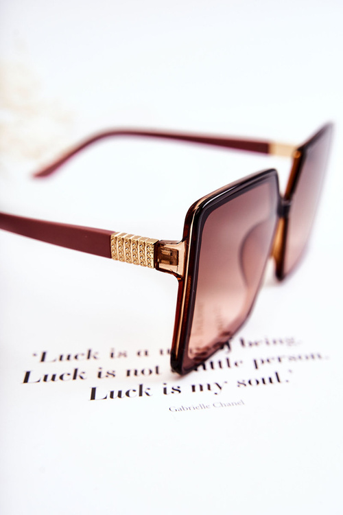 Жіночі квадратні сонцезахисні окуляри V130032 Коричнево-фіолетові