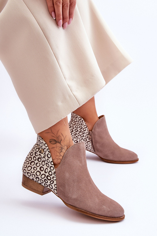 Шкіряні черевики Maciejka з крапками 04091-55 Темно-бежевий