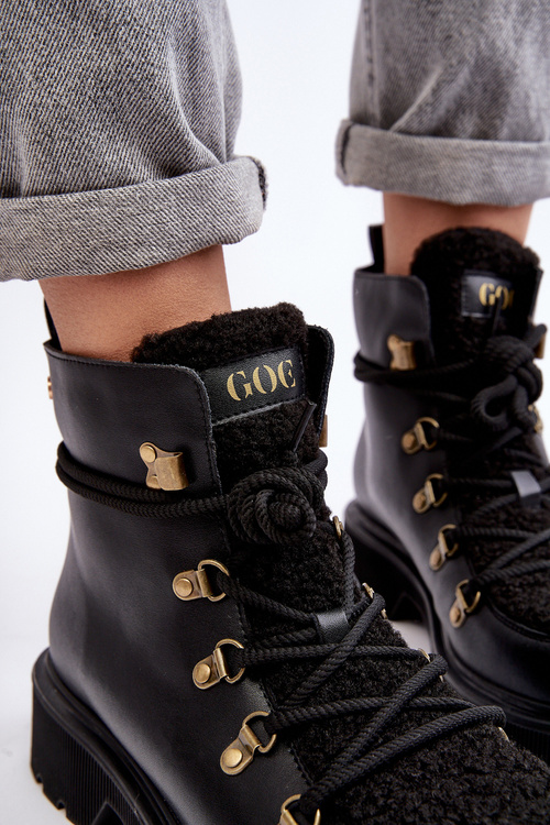 Шкіряні черевики Trapper жіночі GOE MM2N4082 Чорні