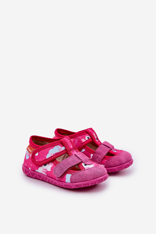 Дитячі капці Milami на липучках з єдинорогами фуксія Reathiana
