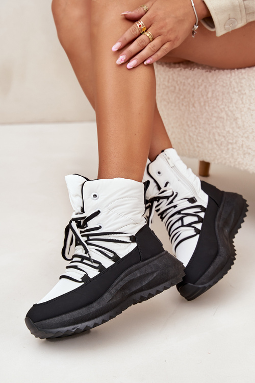 Жіночі Зимові Черевики На Застібку Big Star SS274060 Біло-Чорні