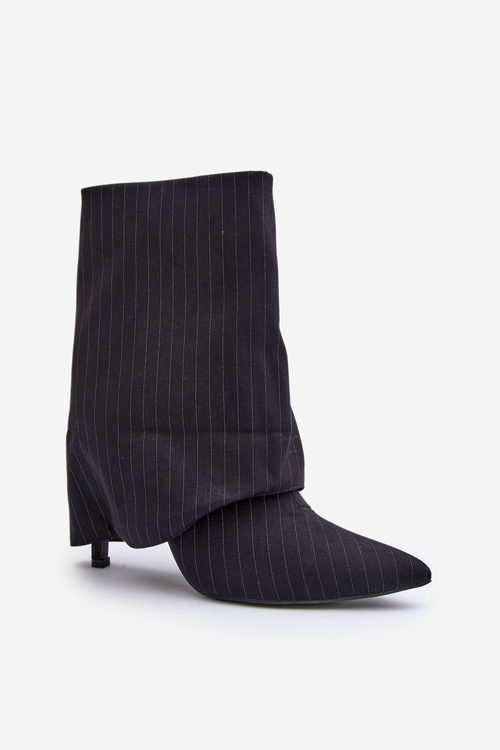 Жіночі чоботи на шпильці з точеним халявою та гострими носами Чорні Naritua