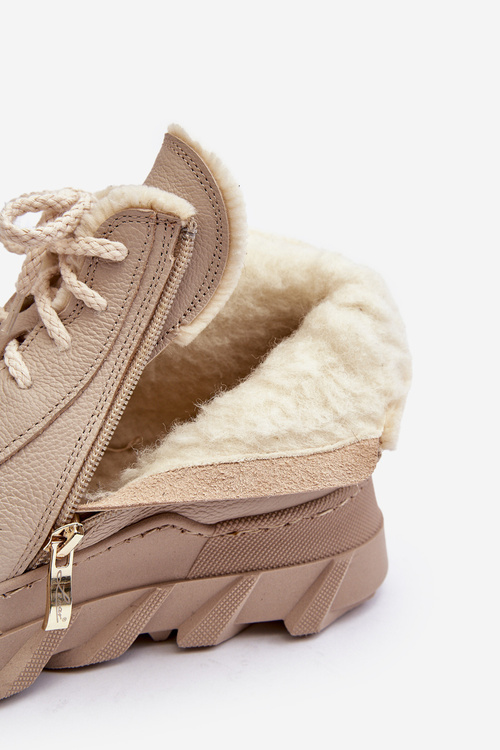 Жіночі шкіряні черевики на підкладці на платформі бежеві Lemar Jevette