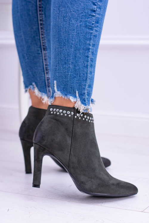 Жіночі оливкові черевики на шпильці Bemi