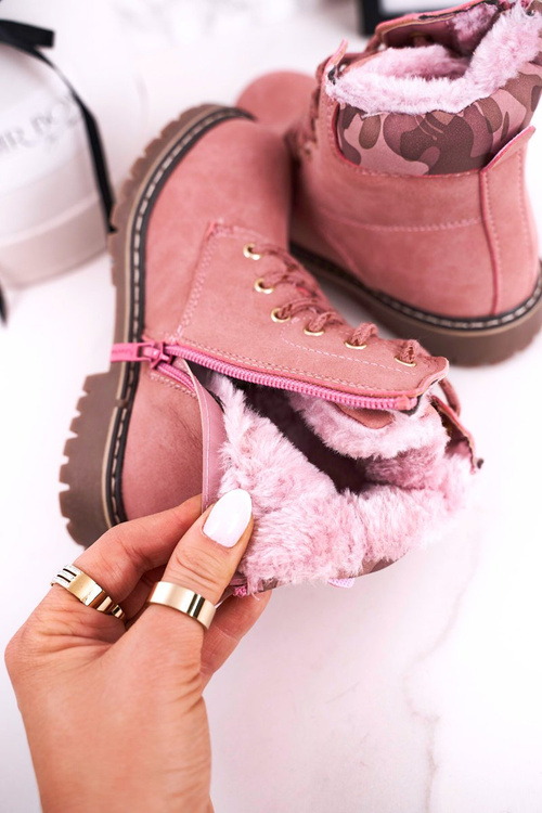 Дитячі чоботи утеплені хутром Лондон рожеві
