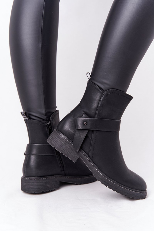 Чоботи жіночі утеплені чорні Alivia