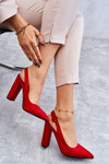 Туфлі з гострим носком на високих підборах червоного кольору 