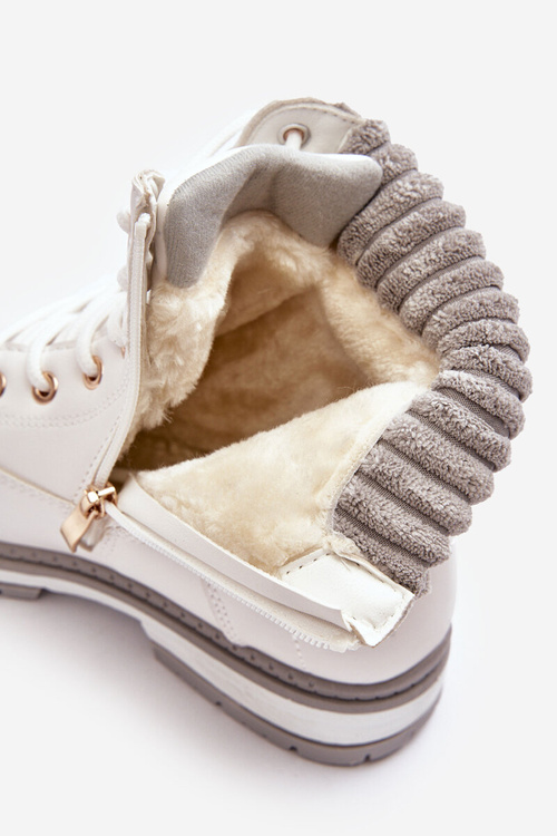 Жіночі шкіряні зимові черевики з підкладкою білого кольору Katalis