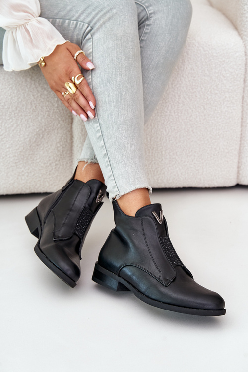 Низькі жіночі ботильйони на підборах утеплені чорні S.Barski HY42-119 чорні