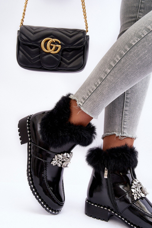 Жіночі ботильйони на плоскій каблуці та платформі чорні Linestta