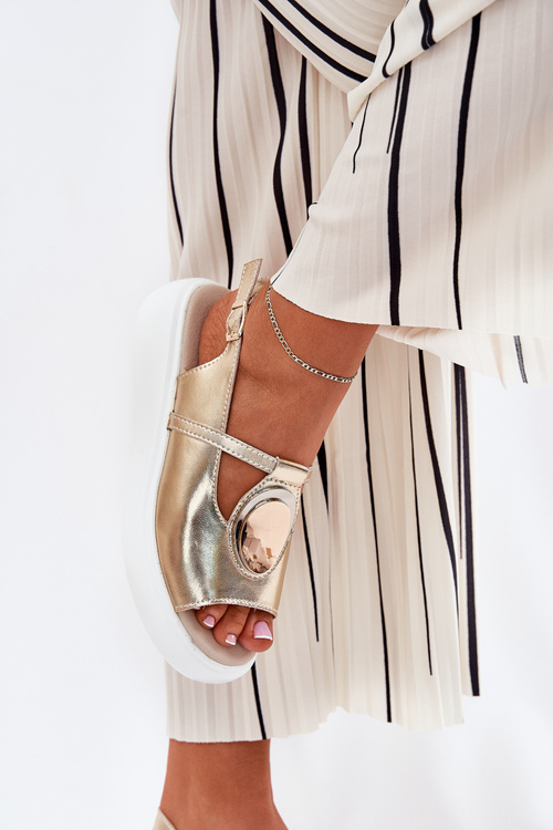 Шкіряні Елегантні Жіночі Сандалі S.Barski GR51-603 Золоті