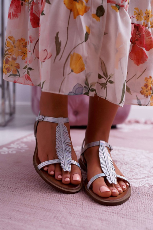 Жіночі шкіряні босоніжки на плоскій підошві Silver Nicole 2383