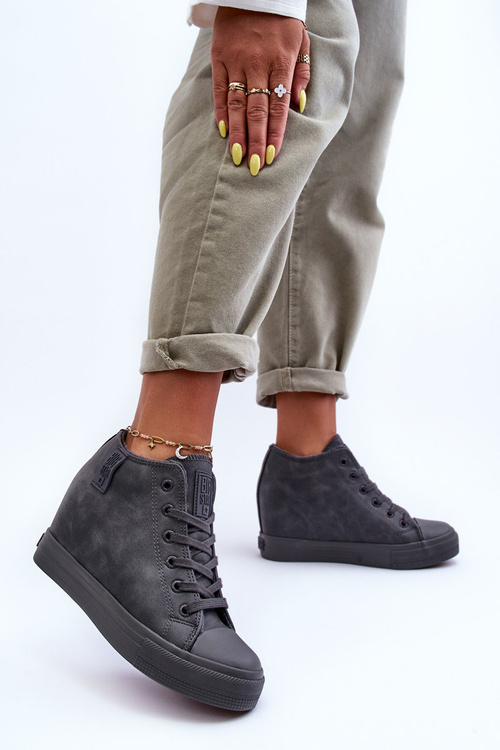 Жіночі шкіряні кросівки на платформі Big Star MM274005 сірі