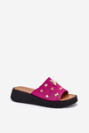 Замшеві Сандалі Для Жінок З Прищіпками Фуксія Vinceza 66741