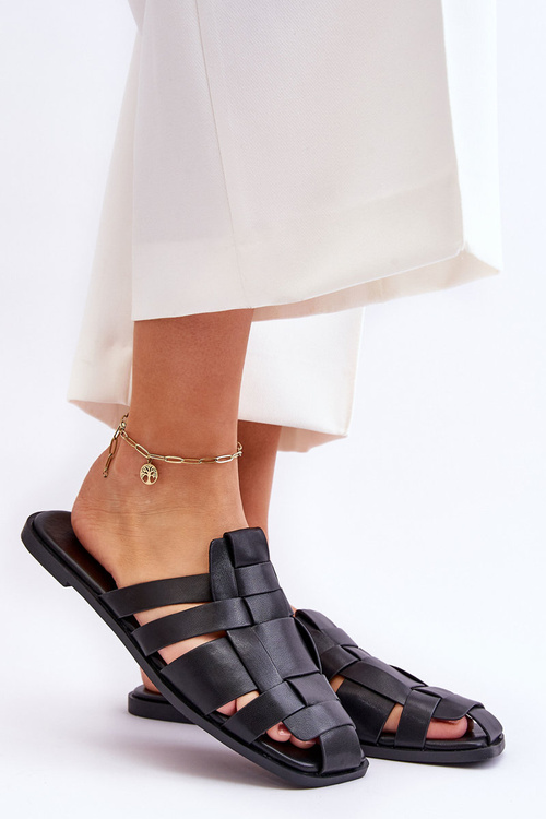 Жіночі тапочки в смужку чорні Reyna