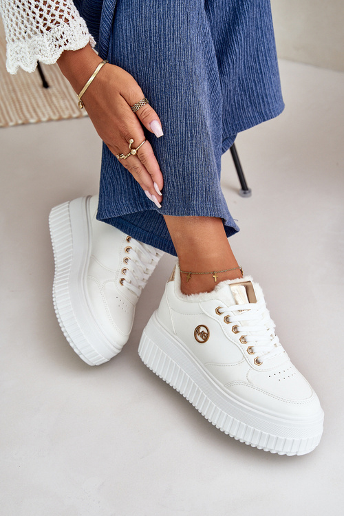 Кросівки жіночі спортивні утеплені на масивній підошві білі Ardiela