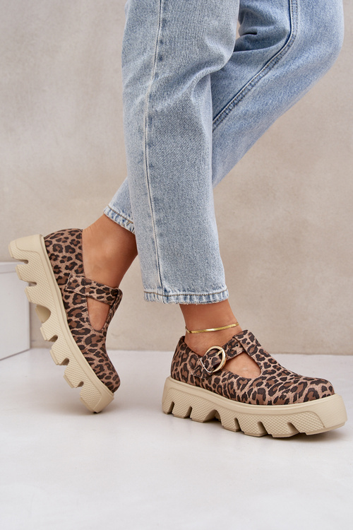 Замшеві Напівчеревики З Пряжкою У Леопардовому Принті Zazoo 20183 Коричневі