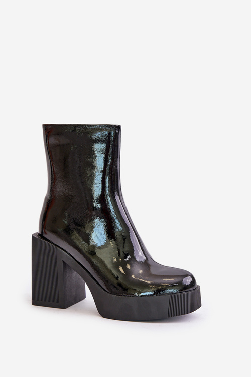 Шкіряні жіночі ботильйони на підборах утеплені D&A JC42-37 чорні