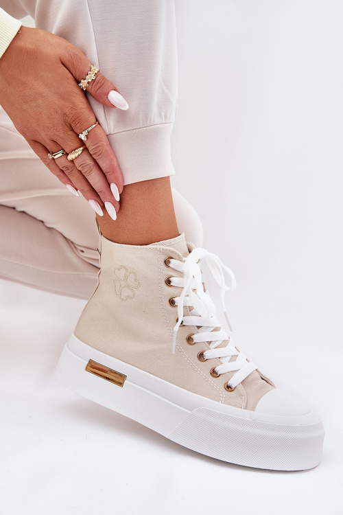 Високі Жіночі Кросівки На Платформі Бежеві Laviriona