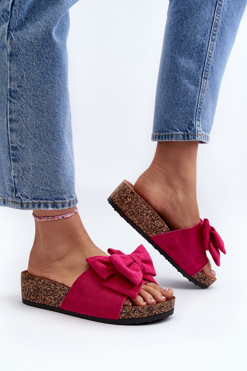 Жіночі шорти на масивній корковій платформі з бантом рожевого кольору Tarena