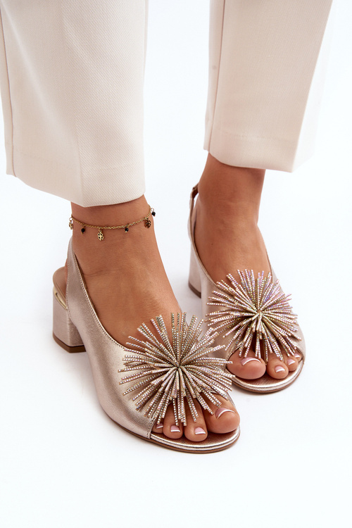 Шкіряні босоніжки з орнаментом Laura Messi 2719 Gold