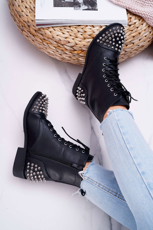 Жіночі чоботи Lu Boo Black робочі з шпильками натяжні